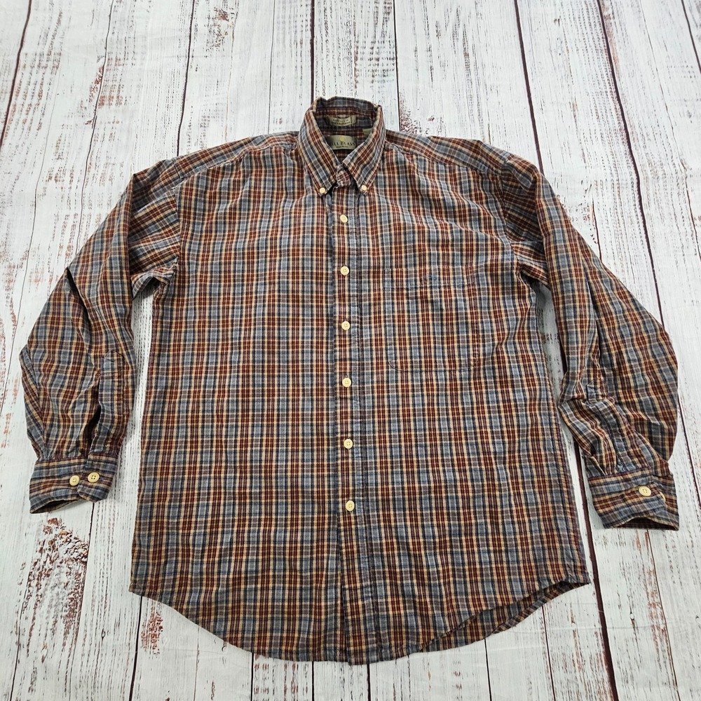 Bill Blass Brown Plaid Long Sleeve‎ Cotton Button-Up Shirt Men's M